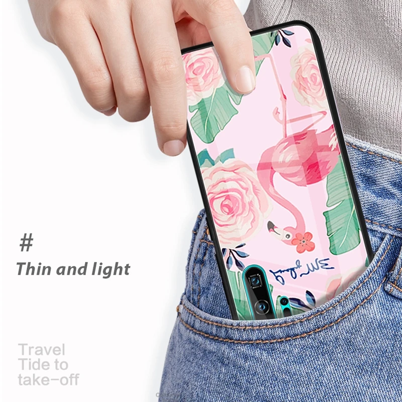 Чехол из закаленного стекла для телефона для huawei P30 Lite P20 Pro mate 20 Lite mate 20 P 30 Pro Чехол с узором TPU цветок милый чехол с мягкими краями