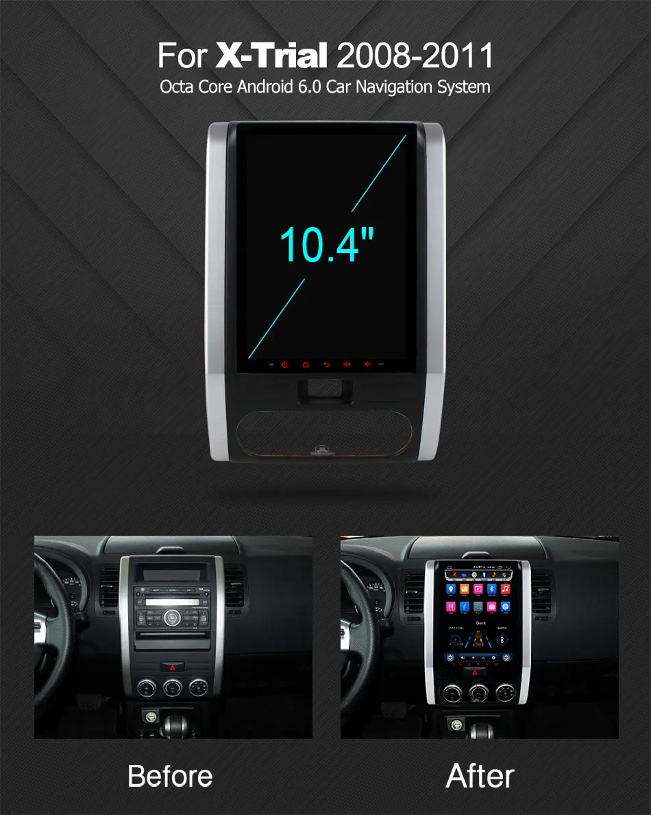HD 10 4 дюймовый автомобильный DVD-плеер Android 6 0 Octa Core 2GB RAM + 32GB ROM для Nissan X-Trial 2008-2011