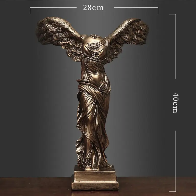 bronze-L Винтажная статуя победной крылатой скульптура из смолы богиня украшения дома аксессуары современная богиня Ангел декоративная фигурка - Цвет: bronze-L
