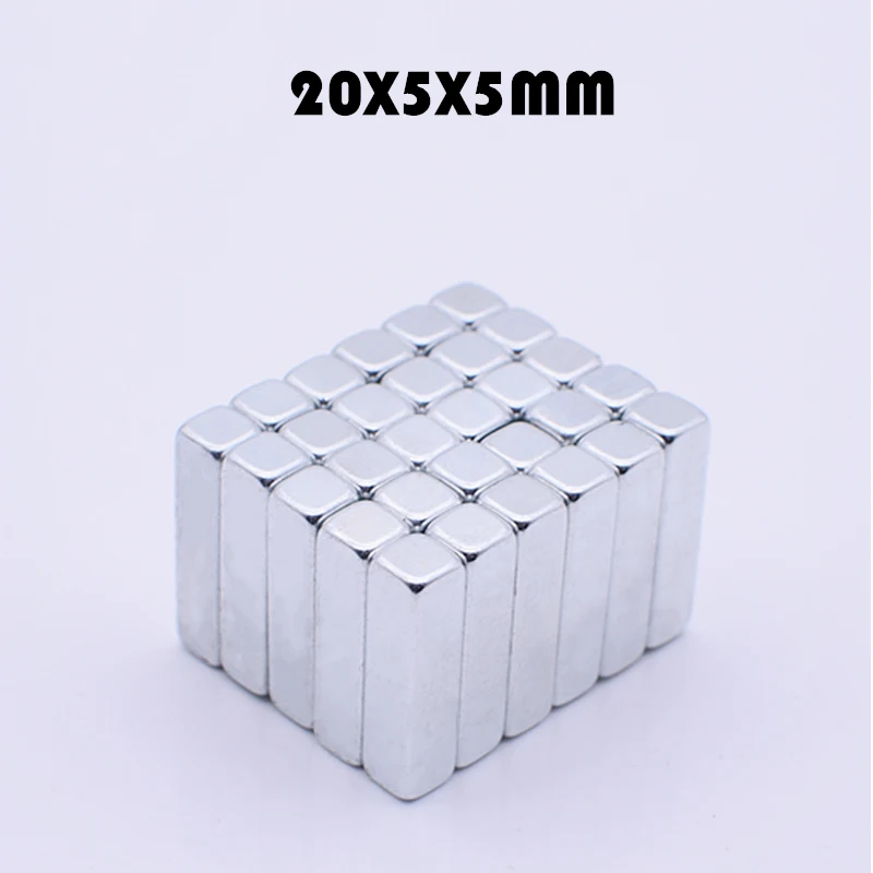 20 шт. неодимовый магнит 20x5x5 мм Постоянный NdFeB N35 Маленький супер мощный Магнитный Магнит для рукоделия галлия
