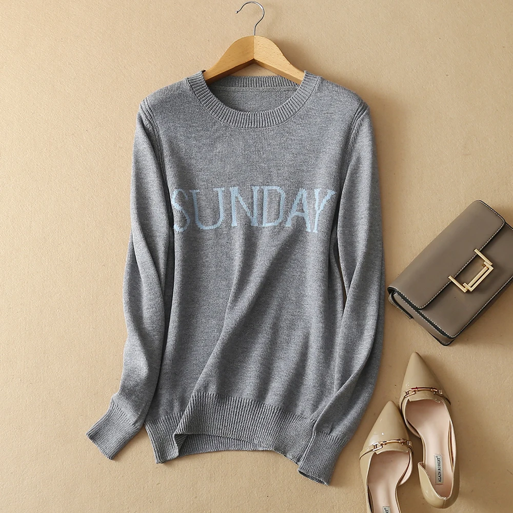 2019 Fashion Week Women Sweater Chic Knitting Jumper Monday Tuesday Wednesday Thursday Friday Saturday Sunday knitwear Pullover | Женская