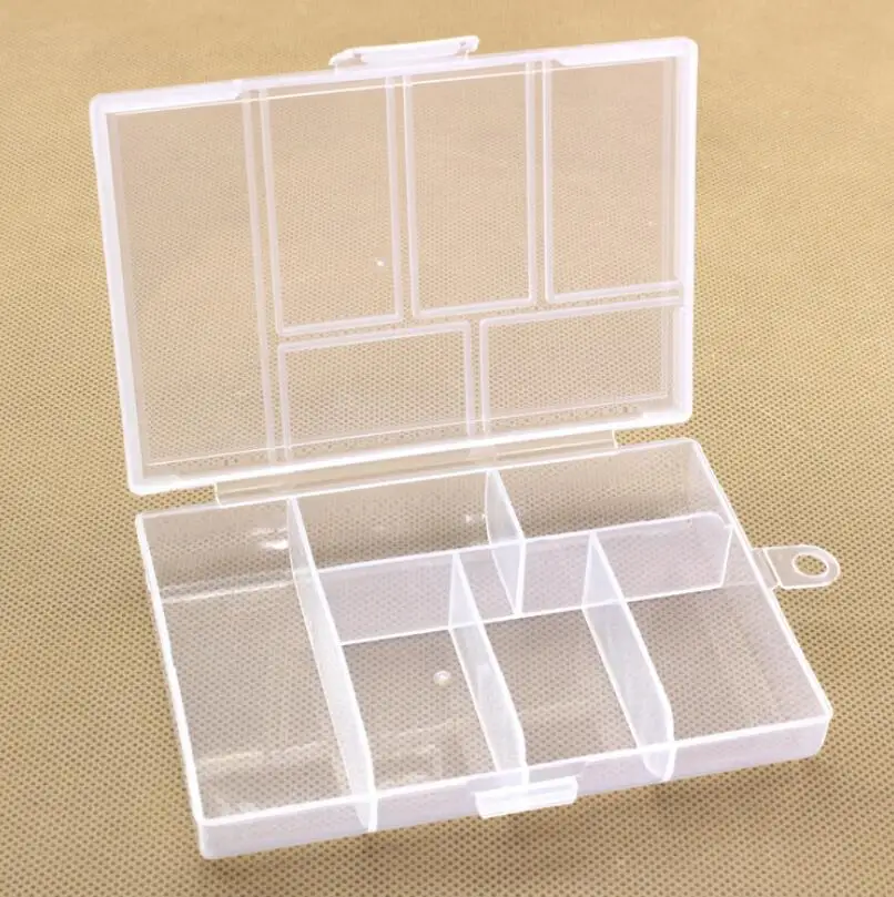 

Empty 6 Compartment Plastic Clear Storage Box For Jewelry Nail Art Container Sundries Organizer Free Shipping LX4312