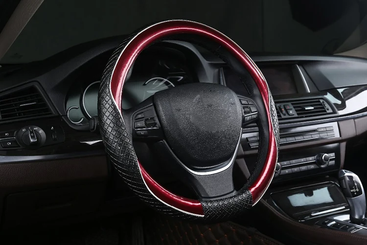 KKYSYELVA синий автомобильный спортивный чехол на руль кожаные автомобильные чехлы на руль Универсальный 38 см чехол на руль