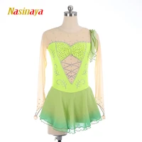 figure skating costume dress customized competition ice skating skirt for girl women kids gymnastics performance dacing green