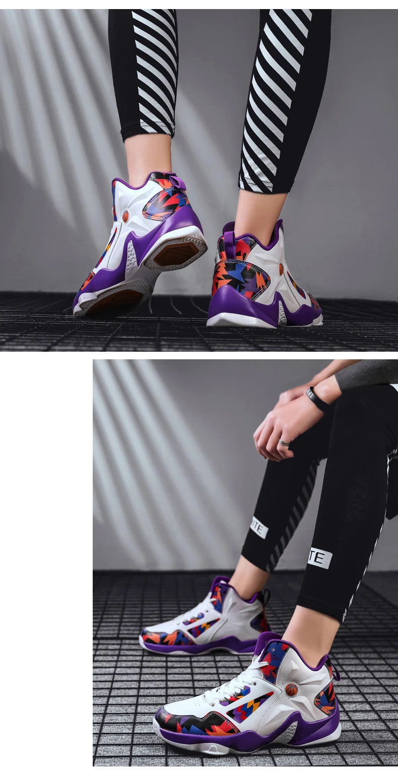 Moipheng NEW Women Sneakers Fashion Basket Shoes Black Graffiti Unisex High Top Lover Shoes Plus Size 11 Chunky Famale Men Shoes