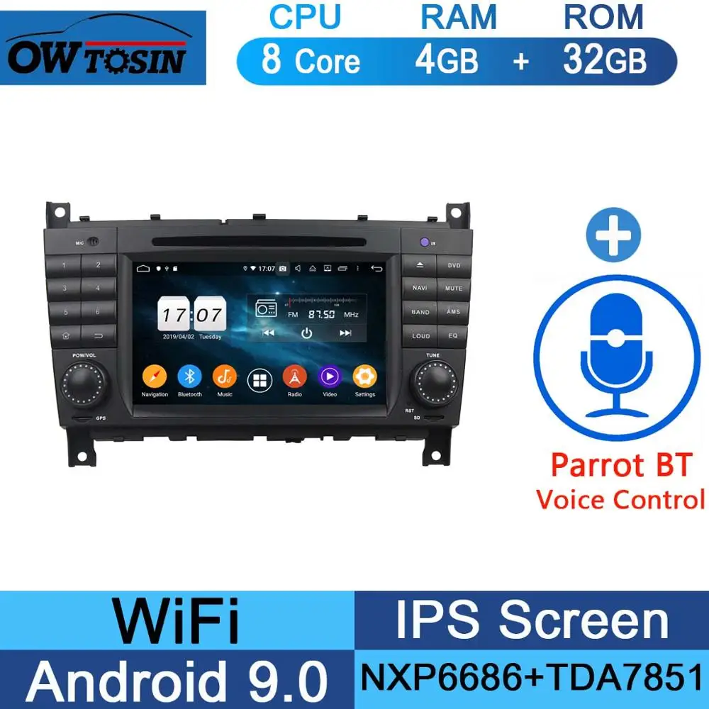 32G Parrot BT " ips Android 9,0 8 Core 4G+ 64G Автомобильный dvd-плеер для Mercedes Benz C CLC CLK класс CLS W203 W209 W219 W467 gps компактное минирадио Parrot BT - Цвет: 32G Parrot BT
