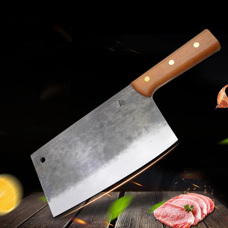 Традиционная деревянная ручка Ручной Стальной кухонный резак для мяса Blacksmith