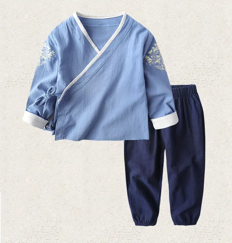 Hanfu детский Весенний костюм с вышивкой комплект из 2 предметов традиционный
