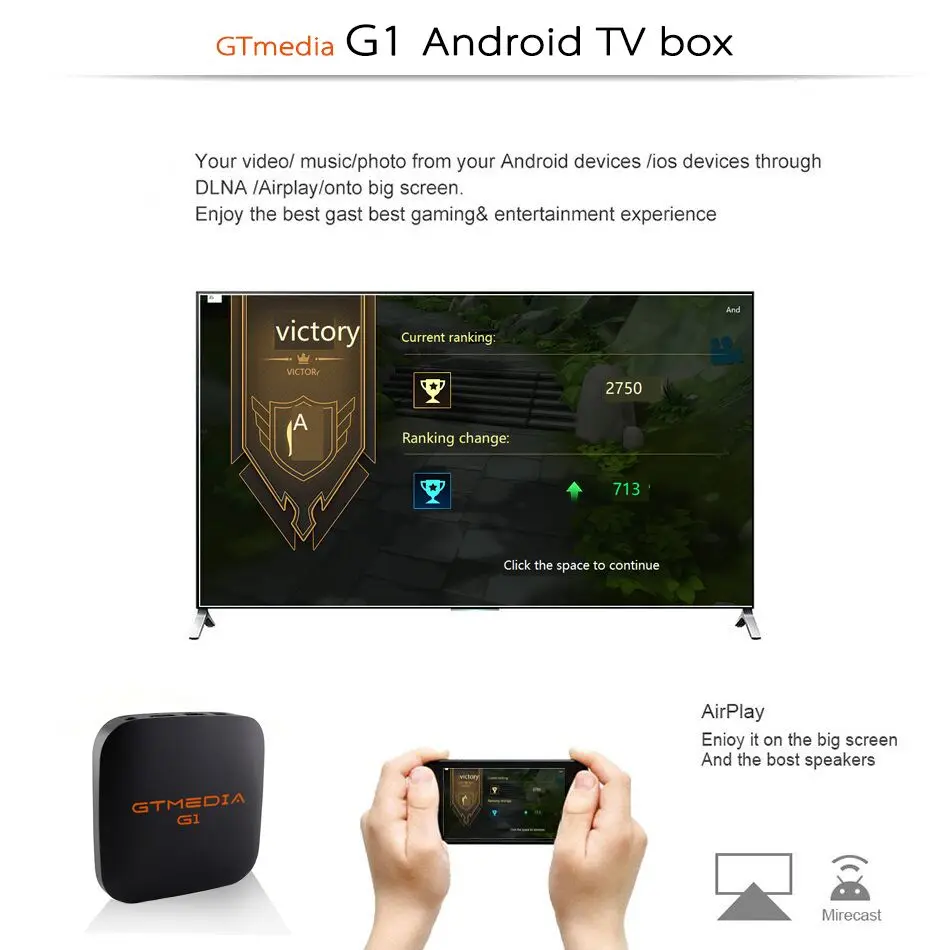 GTMEDIA G1 Android 7.1.2 Smart tv BOX 1G DDR3 8G EMMC rom телеприставка 4K 3D H.265 Wifi Сеть IP tv M3U ACM receptor f rom Бразилия