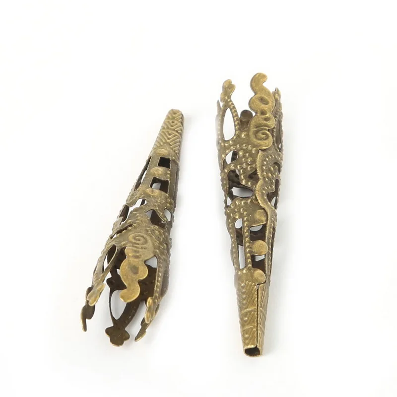 50 шт./лот Rhodium/Gold филигранные колпачки из бисера металлические конусные Подвески