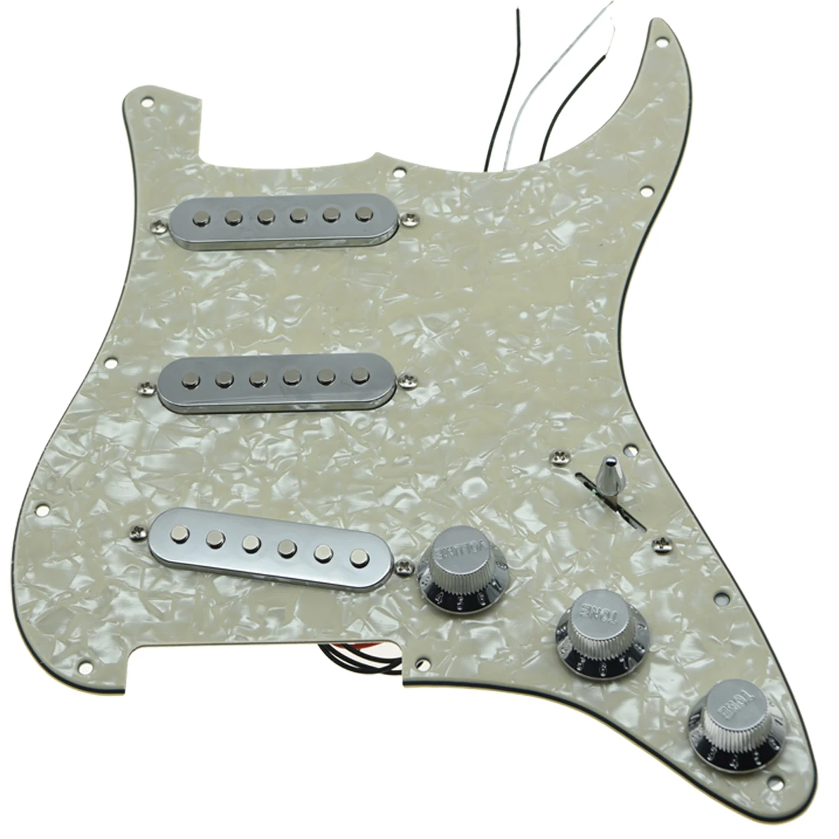 KAISH различные загруженные Strat SSS Pickguard Prewired ST Strat Pickguard с звукоснимателями подходит для крыла - Цвет: Aged Pearl-CR