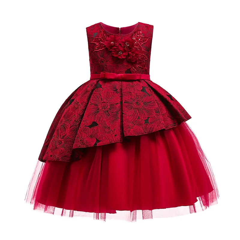

Noble Flower Backless Prom Girl Gowns Teenagers Dresses Children Party Clothing Kids Evening Formal Dress for Wedding Christmas