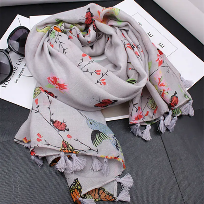 Hot sale fashion flowers tassels woman foulard scarf/scarves shawls silk bandana pashmina echarpe Muslim hijab plain scarf wraps |
