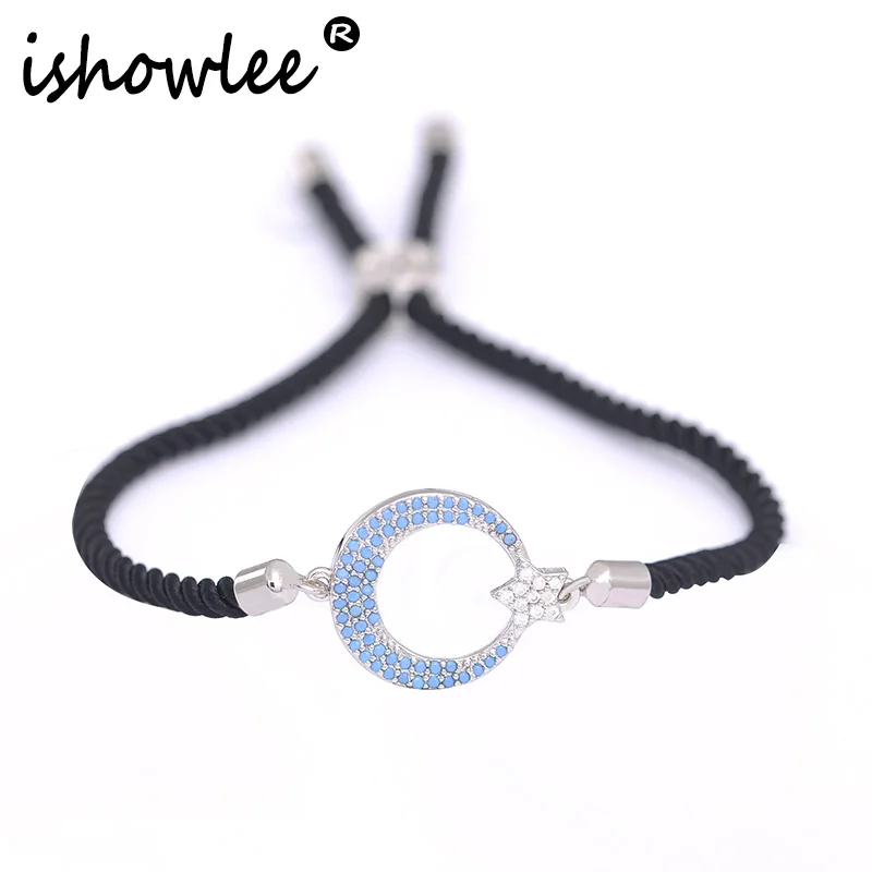 Ishowle, розовое золото, 585, Турк, браслет для женщин, цирконий, инкрустированный, установка, бирюза, Красная Нить, очаровательные браслеты для девочек, ювелирное изделие, sla17