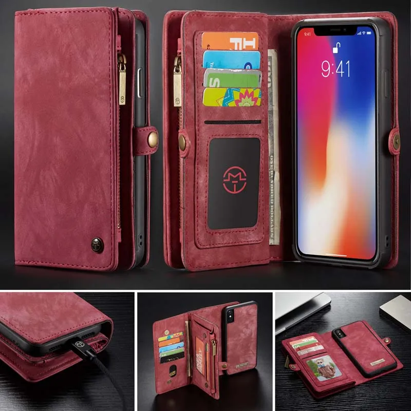 CaseMe Роскошные Подлинная кожаный бумажник чехол для iphone XS/XS Max XR чехол для телефона с кармашками для карточек флип-чехол для iphone XS