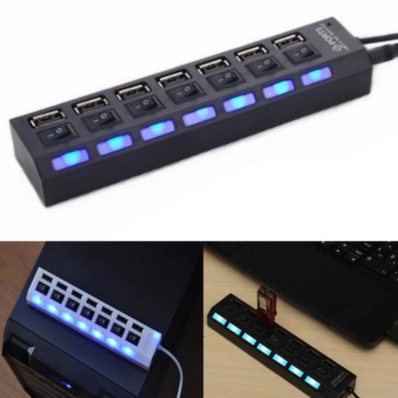 Высокоскоростной USB разветвитель 7 портов 2 0 Мбит/с|Зарядные устройства для