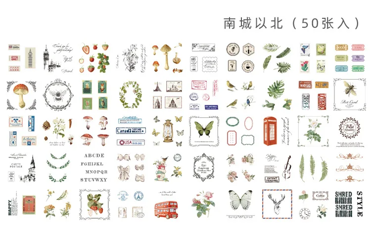 F XINAHER 50sheets/Bag sea animals flower plant life paper sticker package DIY diary decoration sticker album scrapbooking - Цвет: F