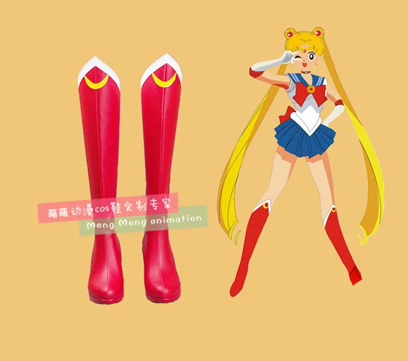 Аниме «Сейлор Мун»; красные ботинки; Sailormoon Tsukino Usagi; обувь для костюмированной вечеринки; костюм комиксы; большие размеры