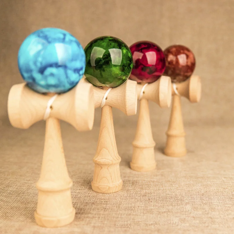 1 PC Random Color E Kendama 18 см полная трещина PU краска деревянный шар Kendama умелое жонглирование мяч игра игрушка Спорт на открытом воздухе - Цвет: 1 PC Random Color E