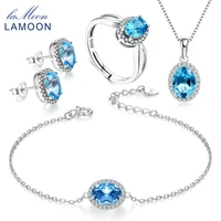 lamoon sterling silver 925 jewelry sets blue topaz gemstone jewelry sets 18k white gold plated fine jewelry for women v039 1