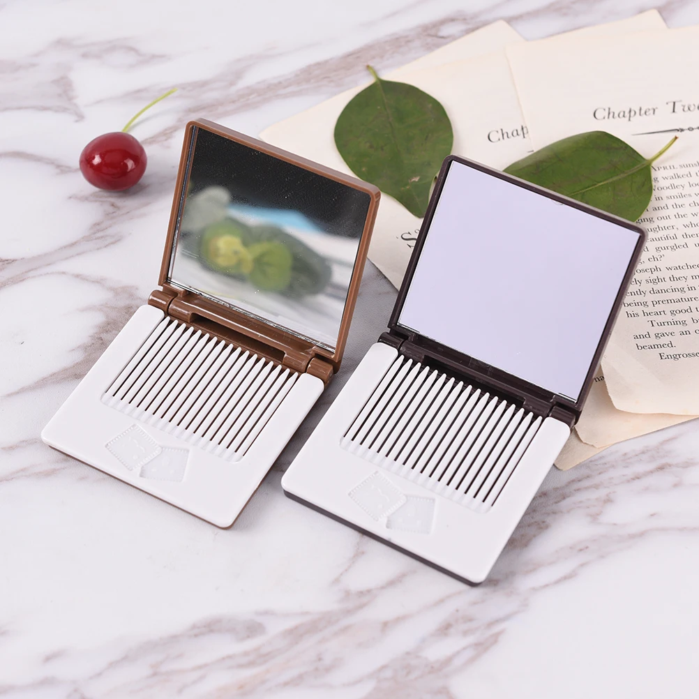 1Pc Foldable Square Makeup Mirrors Mini Comb & Mirror Set Layer Cake Cocoa Cookies with Beauty Accessories Tools New | Красота и