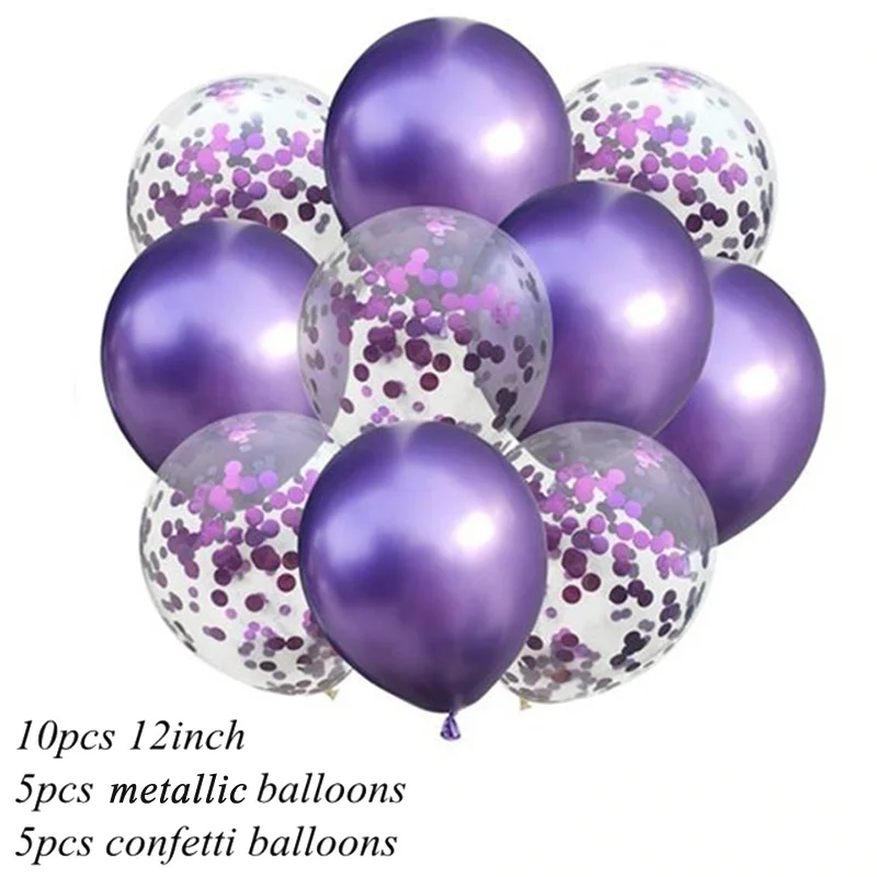 10pcs purple 10 шт первые конфетти для дня рождения воздушные шары только что замужние вечерние украшения 1-й ребенок дети взрослый мальчик девочка мой 1 год поставки - Цвет: 10pcs purple