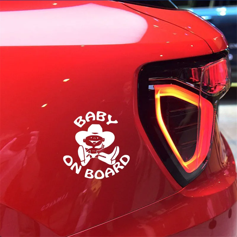 

YJZT 15.2cm*15.2cm Baby On Board Cartoon interesting Vinyl Car Sticker Black / Silver C10-00030