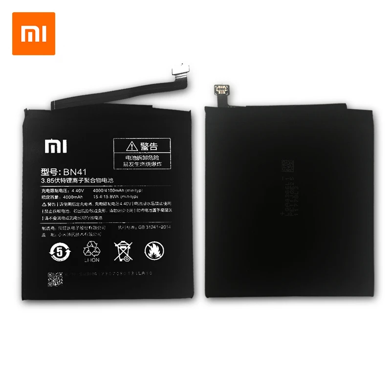 Xiao Mi Оригинальные аккумуляторы для мобильных телефонов BN41 Xiaomi Redmi Note 4 Hongmi Note4