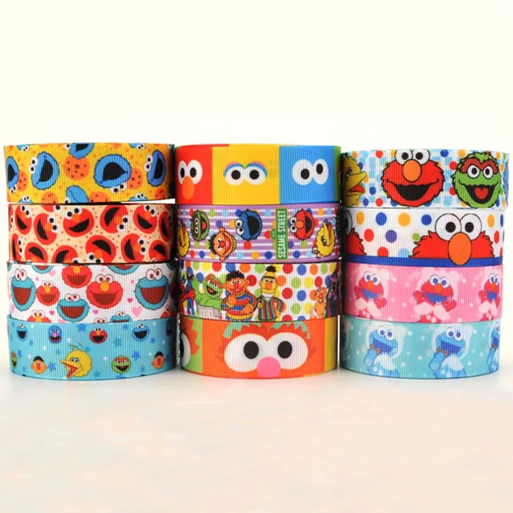 Скидка 50% на 22/25 мм лента с принтом из мультфильма Улица Сезам 5 /10/20 yds Случайная