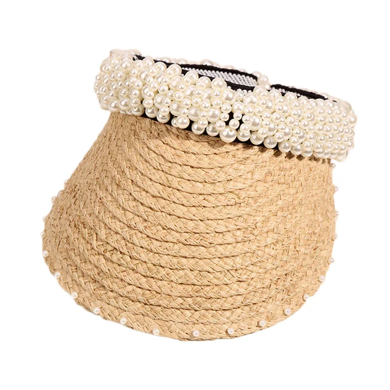 Новые модные женские плетеные вручную соломенные шляпы с перламутровыми