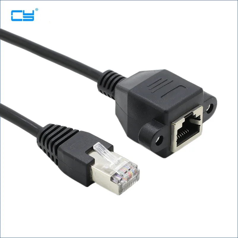 

High Quality 30cm 8Pin RJ45 Cable Male to Female Screw Panel Mount Ethernet LAN Network 8 Pin Extension Cable 60cm 100cm 300cm