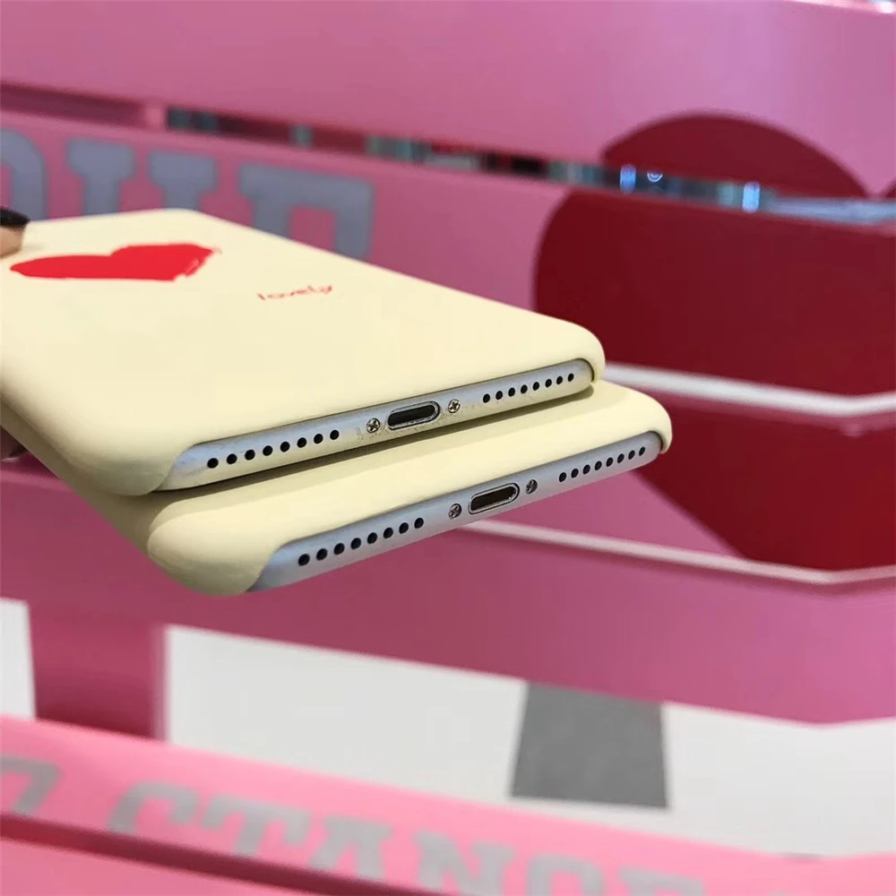 Candy Color Phone Case for Iphone 8 Korean Cute Simple Red Big Love Heart Couples IPhone 8+ Hard Pc Matte Back Cover |