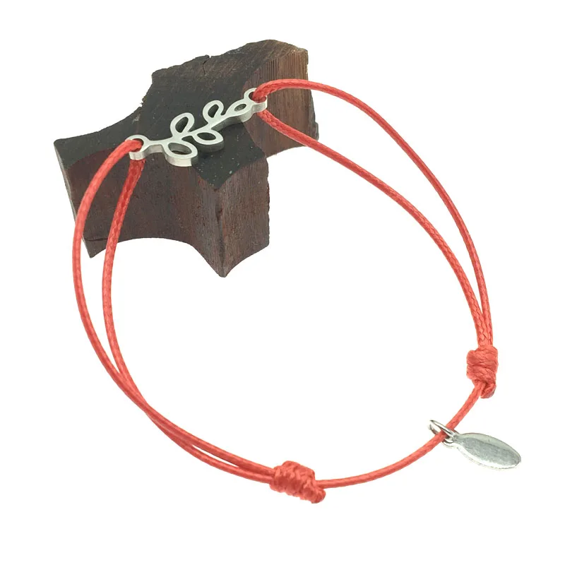 Wish Bracelet Leaf из нержавеющей стали шнурок для брелока браслет Регулируемая Подвеска