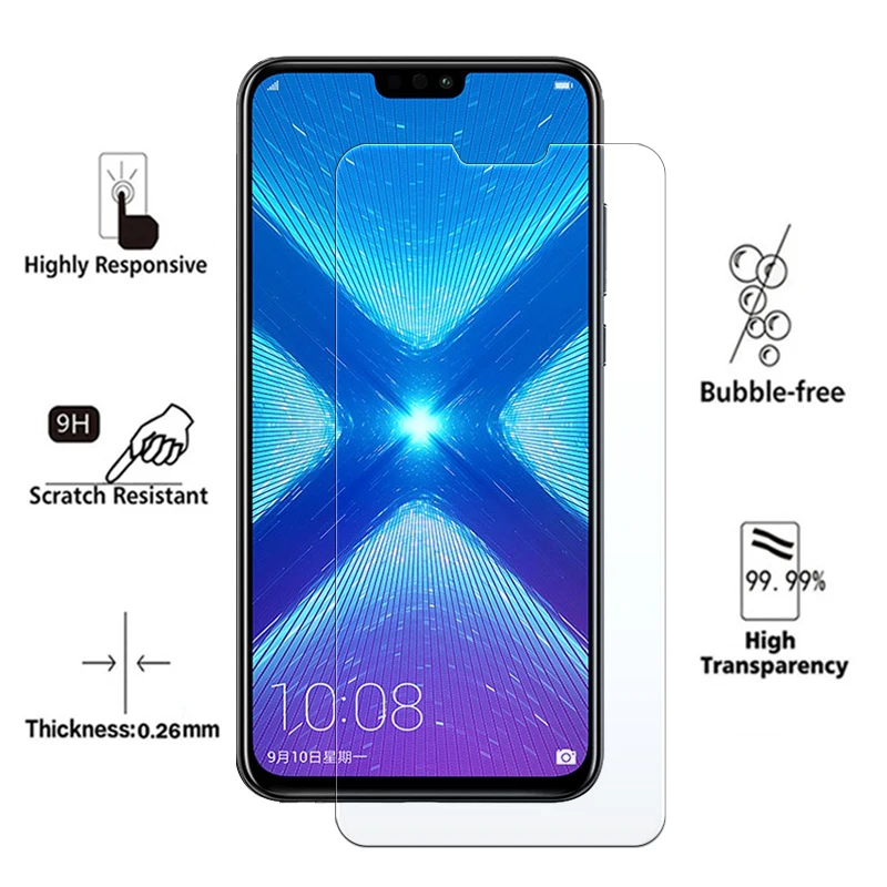 Защитное стекло для Huawei Honor 8X 8 X закаленное note 10 play 9 P Smart P20 lite pro Scren защитная