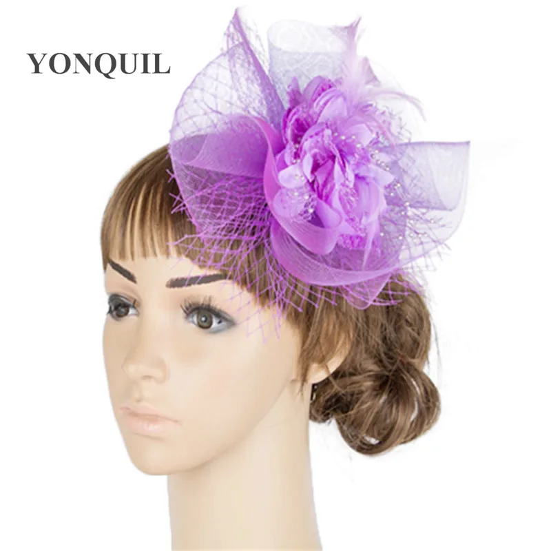 

Elegant Women Vintage Fascinator Hat Cocktail Wedding Party Church Headpiece Fashion Headwear Fancy Feather Hair Accessories