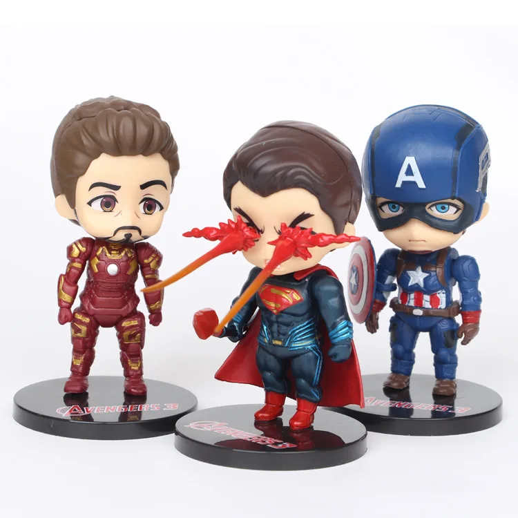 6 шт./компл. DC Лига Справедливости и Marvel мстители Супер Герои персонажи 10 см модель