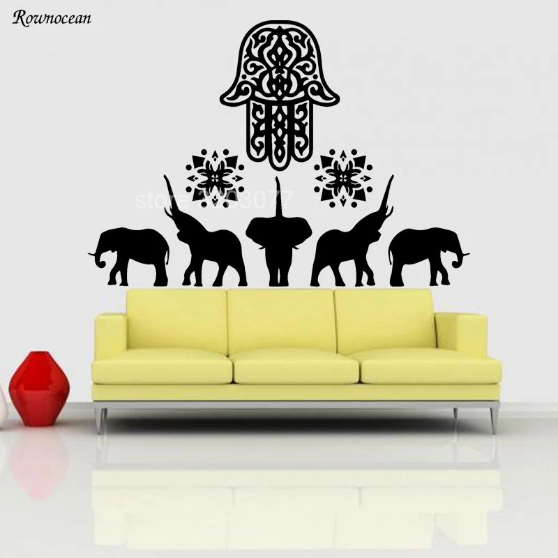 Elephant Wall Decals Hamsa Fatima Hand Indian Vinyl Sticker Home Decor Z165 | Дом и сад