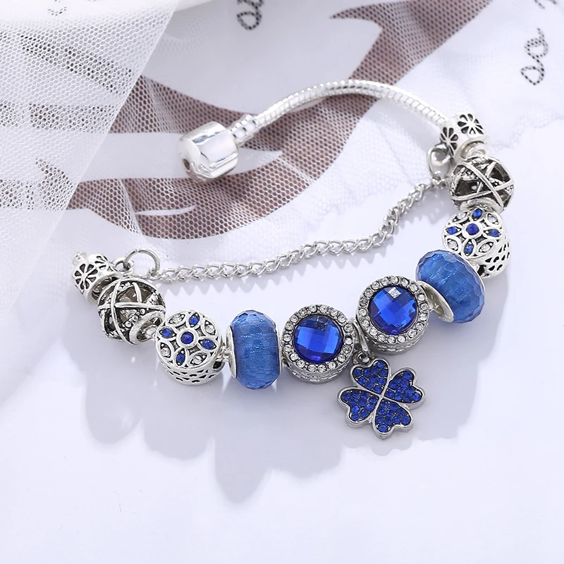 Hight Quality Flower Beads Charm Bracelet Plant Pendant silver-plate Brand For Women Summer Jewelry | Украшения и аксессуары