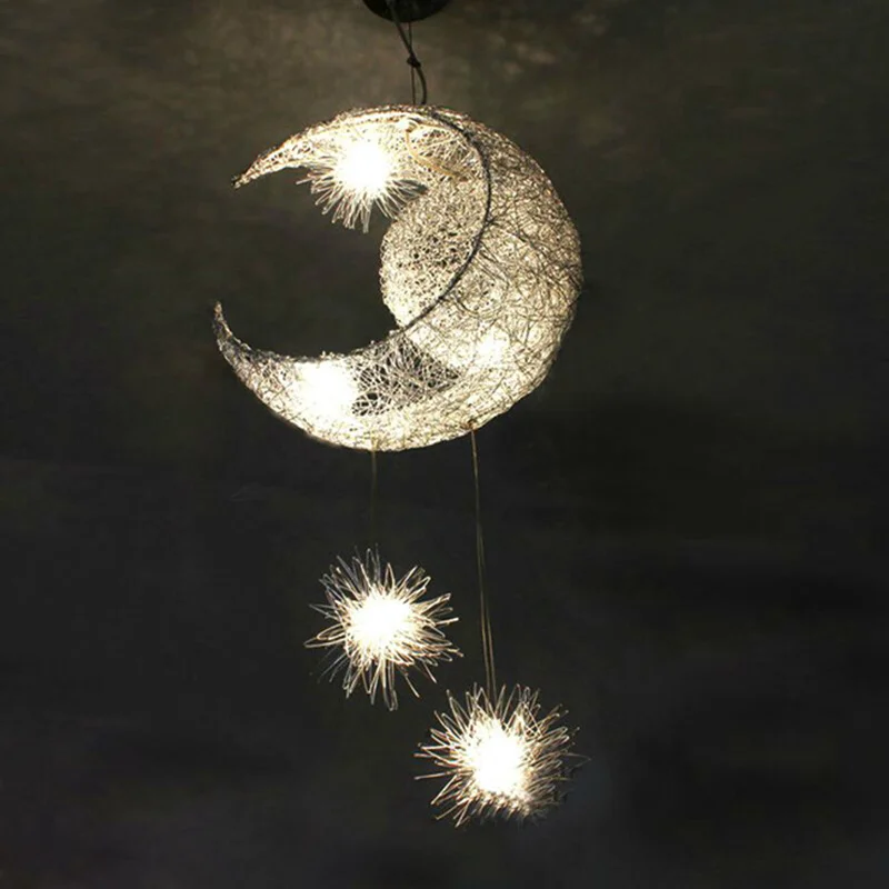 

Modern Kid's Room Moon&Star Pendant Light Child Bedroom Lighting Aluminum Ceiling Hanglamp For Living Room Home Decoration