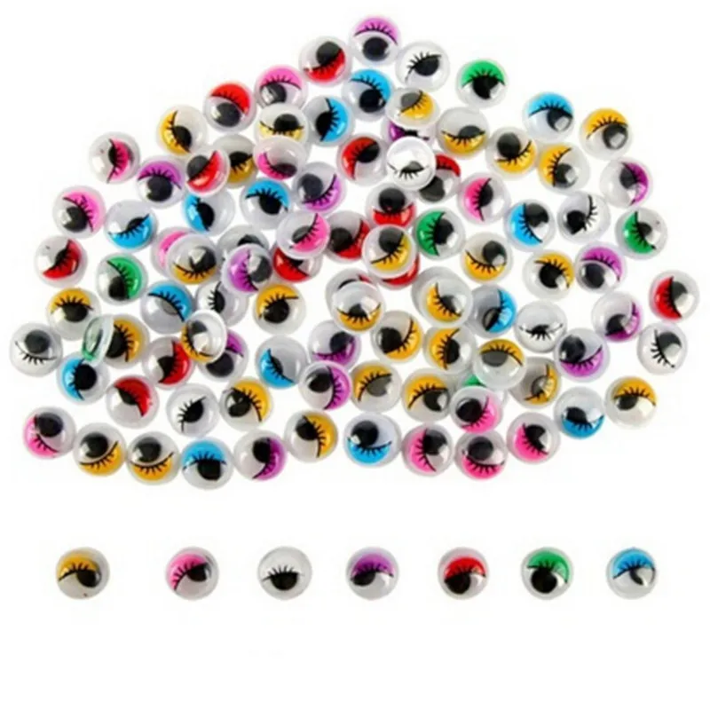 12mm 100pcs 9 стилей, маленькие цветные наклейки с черными глазами для куклы, плюшевая мягкая чашка, автомобильная живопись, аксессуары для самостоятельной сборки, игрушки - Цвет: 12mm 100pcs