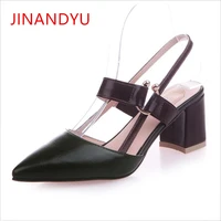 pointed toe women thick high heel 2019 fashion tide hollow work womens shoes green high heels with straps chunky heels pump