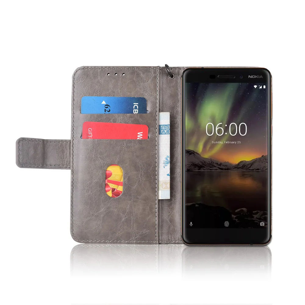Кожаный чехол книжка для Nokia 1 2 3 5 6 7 8 X6 чехлы с цветочным принтом 100% специальный