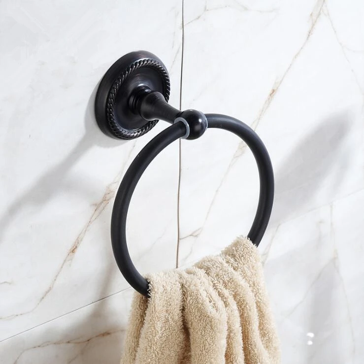 

Bathroom Black Towel Ring Towel Holder Wall-Mounted Towel Hook Bathroom Accessories Home Luxurious Design