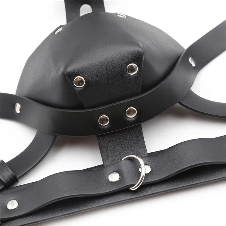Маска BDSM Кожа Связывание ограничители капот для тела упряжь рта кляп сексуальное