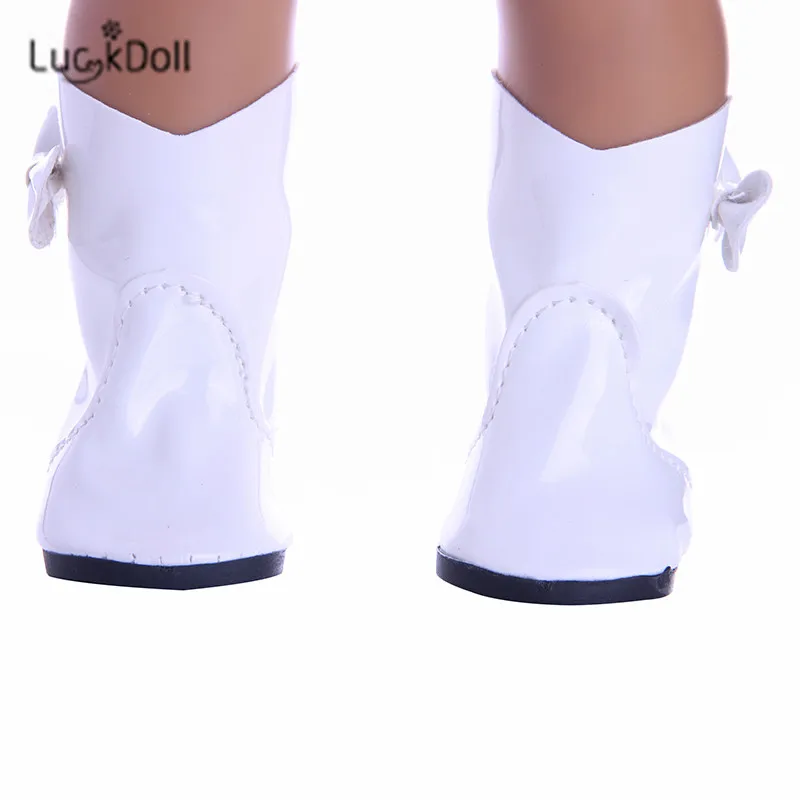Модные белые кожаные ботинки LUCKDOLL подходит для 18 дюймовых американских кукол