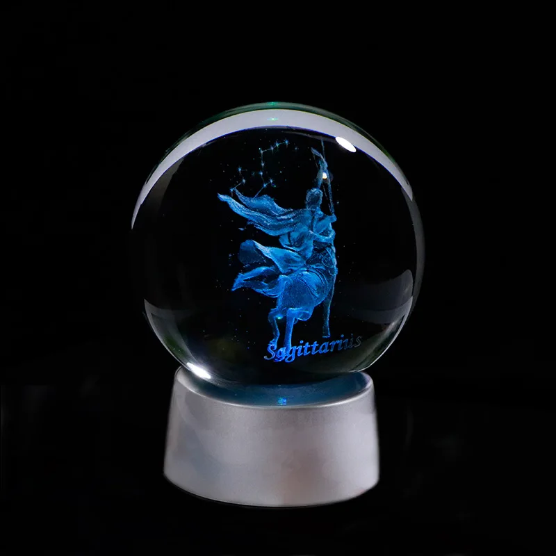 With LED base Знаки зодиака Стрелец Кристалл 3D шар ручной работы для дома декоративные светодиодные фонари фантастический стеклянный шар сувениры Созвездие - Color: With LED base
