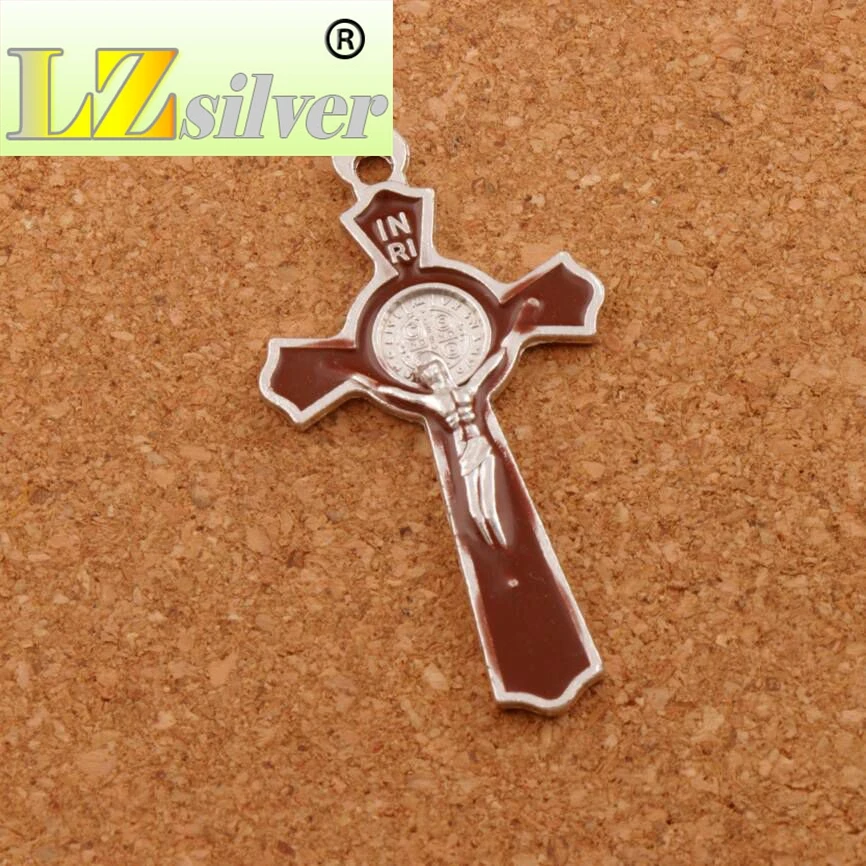 

Enamel Saint Benedict Medal Cross Charms Pendants Jewelry DIY L423 6pcs 51x27mm 9Colors