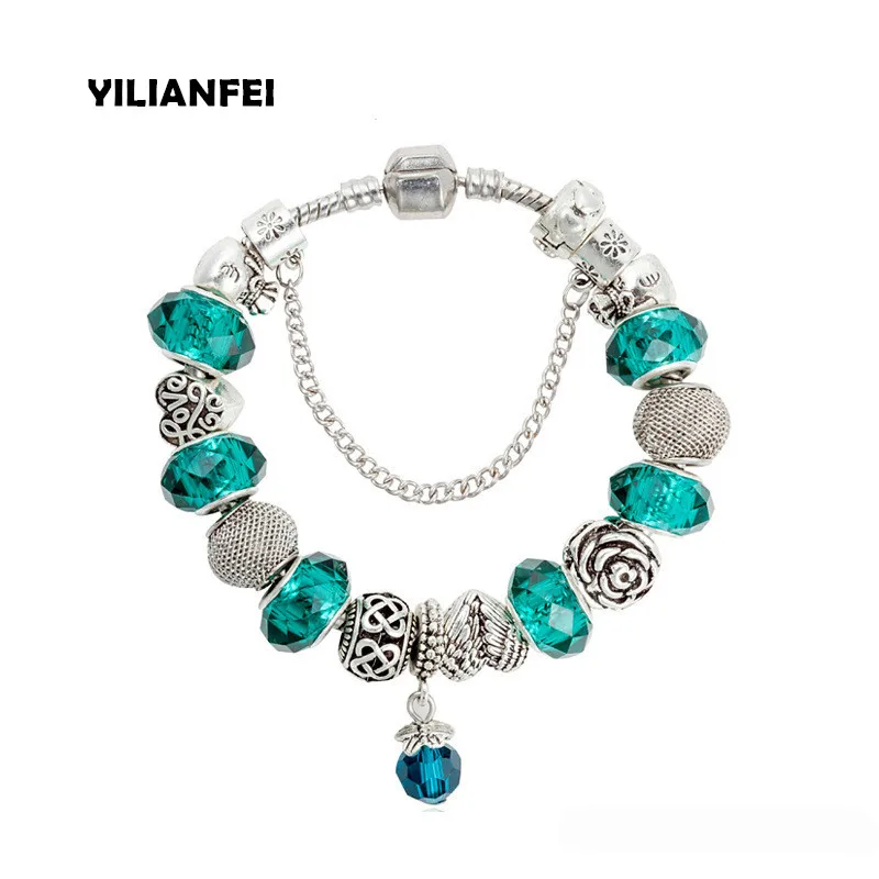 YILIANFEI Green Chamilia модный элегантный шарм браслеты и с белыми бусины для женщин BT0128|charm
