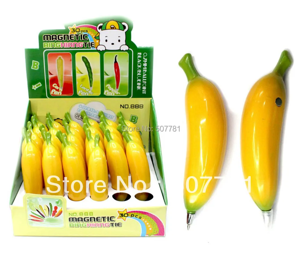 

[Free shipping] NEW !Promotional Magnetism! Fruits and vegetables pens Personality pen- banana pen, 30pcs /lot