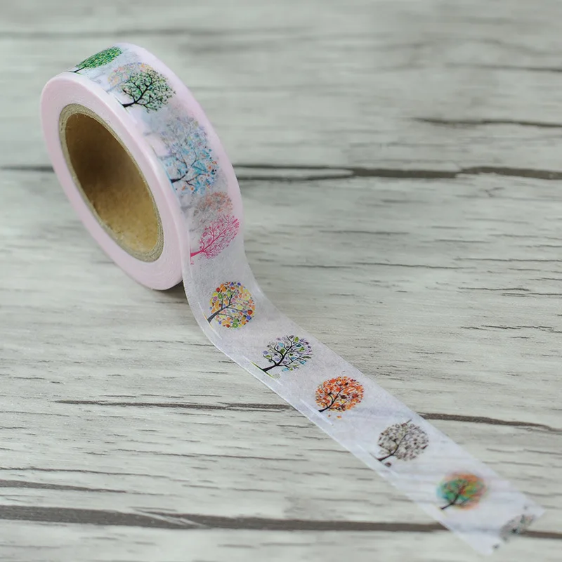 

1Roll=15mm*10M HighQuality Tree Forest Pattern Japanese Washi Decorative Adhesive Tape DIY Masking Paper Tape Label Sticker gift